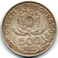 1913 - 500 Réis - Prata .900 - Aprox. 5g - 22mm - Moeda Brasil - Foto 2