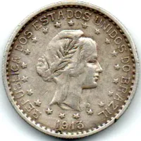 1913 - 500 Réis - Prata .900 - Aprox. 5g - 22mm - Moeda Brasil