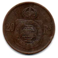1868 - 20 Réis - Moeda Brasil Império - Foto 2