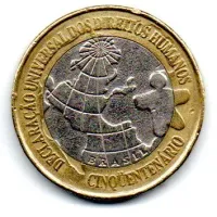 1998 - 1 Real - Comemorativa 50 Anos Declaração dos Direitos Humanos - DH - Moeda Brasil - MBC