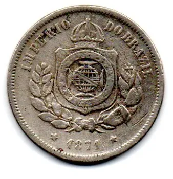 1871 - 100 Réis - Moeda Brasil Império