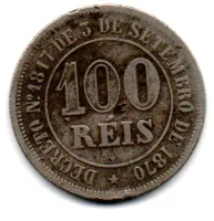 1874 - 100 Réis - Moeda Brasil Império - Foto 2