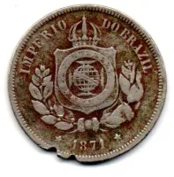 1871 - 100 Réis - Moeda Brasil Império - C/ Danos