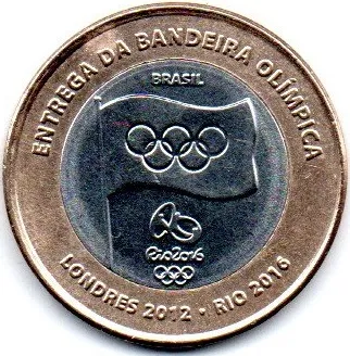 2012 - 1 Real - Comemorativa da Entrega da Bandeira Olímpica - Olimpíadas - Moeda Brasil - MBC/SOB