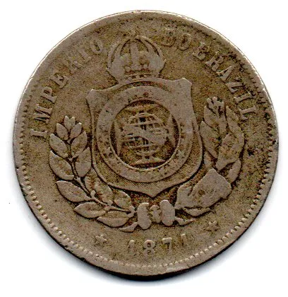1871 - 200 Réis - Moeda Brasil Império