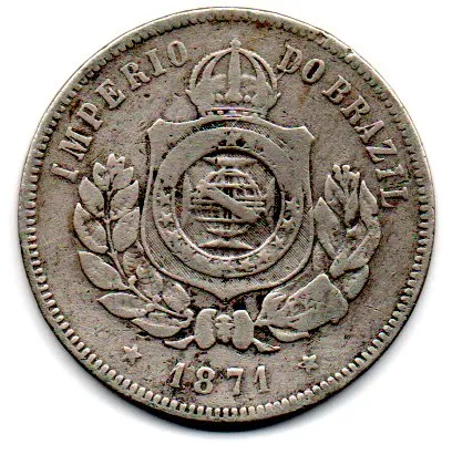1871 - 200 Réis - Moeda Brasil Império