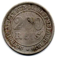 1871 - 200 Réis - Moeda Brasil Império - Foto 2