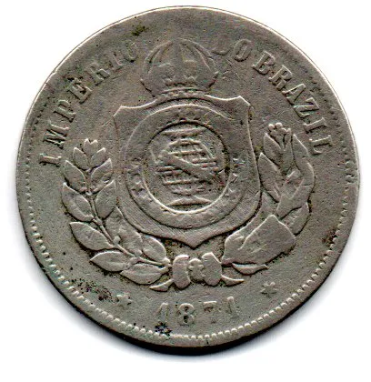 1871 - 200 Réis - Moeda Brasil Império