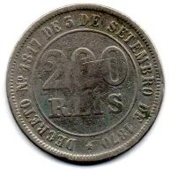 1871 - 200 Réis - Moeda Brasil Império - Foto 2