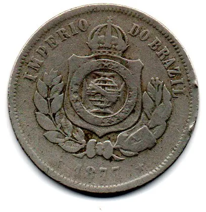 1877 - 200 Réis - Moeda Brasil Império Imagem