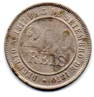 1887 - 200 Réis - Moeda Brasil Império - Foto 2