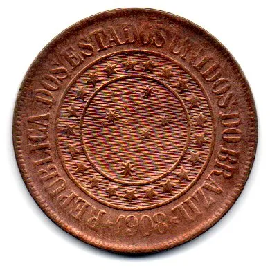 1908 - 40 Réis - Moeda Brasil Imagem
