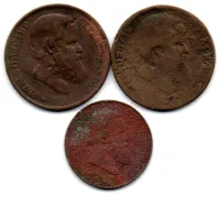 Lote com 3 moedas UTG Gastas de Bronze - Brasil Império