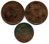 Lote com 3 moedas UTG Gastas de Bronze - Brasil Império - Foto 2