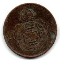 1869 - 20 Réis - C/ Ponto (Rs.) - Moeda Brasil Império - Foto 2