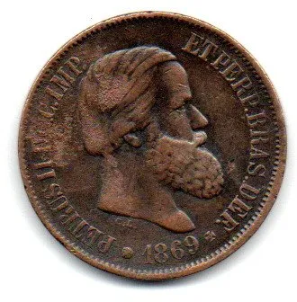 1869 - 20 Réis - C/ Ponto (Rs.) - Moeda Brasil Império