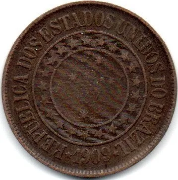1909 - 40 Réis - Moeda Brasil Imagem