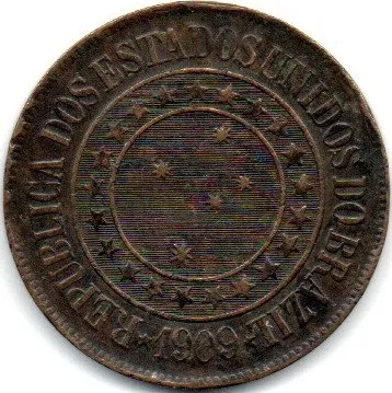 1909 - 40 Réis - Moeda Brasil Imagem