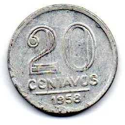 1958 - 20 Centavos - Moeda Brasil - C/ Danos
