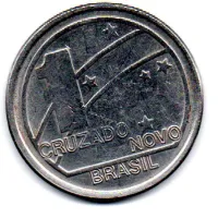 1989 - 1 Cruzado Novo - Comemorativa Centenário da República - Moeda Brasil - C/ Danos - Foto 2