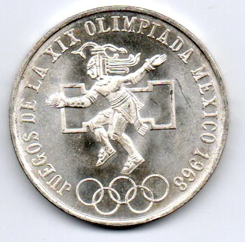 México - 1986 - 25 Pesos - Comemorativa - Olimpíadas - Prata .720 - Aprox. 22,5g - 38mm Imagem