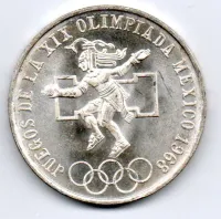 México - 1986 - 25 Pesos - Comemorativa - Olimpíadas - Prata .720 - Aprox. 22,5g - 38mm