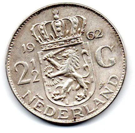 Holanda - 1960 - 2½ Gulden - Prata .720 - Aprox. 15g - 33mm Imagem