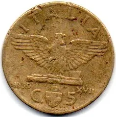 Itália - 1939 - 5 Lire