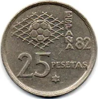 Espanha - 1980 (Data Dentro das Estrelas) - 25 Pesetas Comemorativa (Copa do Mundo FIFA da Espanha)