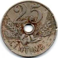 Espanha - 1927 - 25 Céntimos - C/ Danos - Mossas - Foto 2