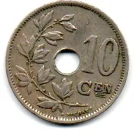 Bélgica - 1925 - Belgie - 10 Centimes - Foto 2