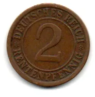 Alemanha - República de Weimar - 1924 - 2 Rentenpfennig - Foto 2