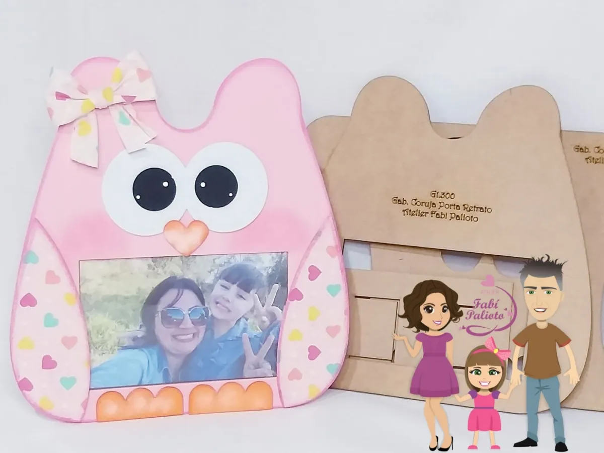 G1.300  Gabarito de Moldes em MDF Coruja Porta Retrato