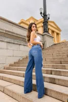 Calça Jeans Wide Leg Destroyed Revanche Feminina Azul - Foto 2