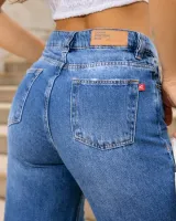 Calça Jeans Wide Leg Destroyed Revanche Feminina Azul - Foto 5
