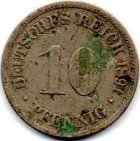 Alemanha - Império - 1891D - 10 Pfennig