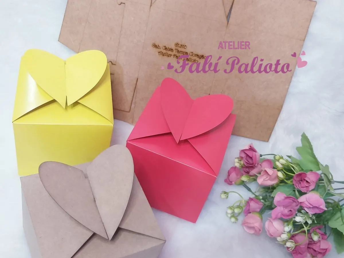 G1.310  Gabarito de Moldes em MDF Caixa Cubo Tampa Coração Imagem