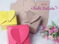 G1.310  Gabarito de Moldes em MDF Caixa Cubo Tampa Coração - Foto 2