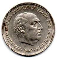 Espanha - 1950 (Data Dentro das Estrelas) - 5 Pesetas - Foto 2