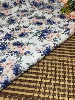 TECIDO TRICOLINE FLORAL VIOLETA DIGITAL