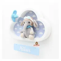 Elefante Aviador - Nuvem M Branca - Placa Colorida - Porta Maternidade - Foto 2