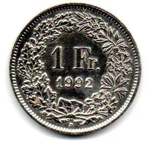 Suíça - 1992 - 1 Franc - Polida