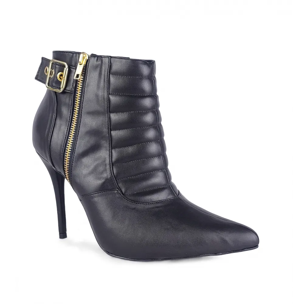 Bota Ankle Boot Salto Fino Baixo - Preta