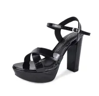 Sandália Albany Preta de Tiras com Atacador e Numeração Especial - Foto 2