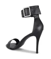 Sandália Emma Preta de Tiras com Atacador e Numeração Especial - Foto 3