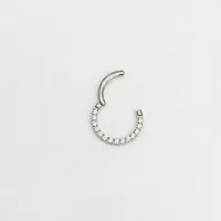 Argola Slim em Titânio CRAVEJADA ZIRCONIA FRONTAL Clicker 1.2mm TIT18 - Foto 3