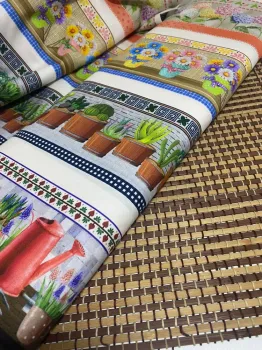 Tricoline  Barrado Vaso de Flores-primavera