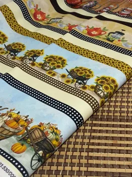 Tricoline Estampa Digital Barrado GIRASSOL