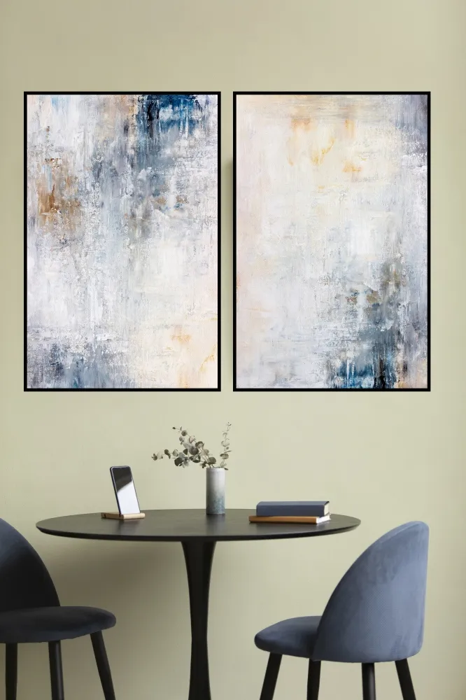 Dupla Abstrata  Azul Claro N Imagem