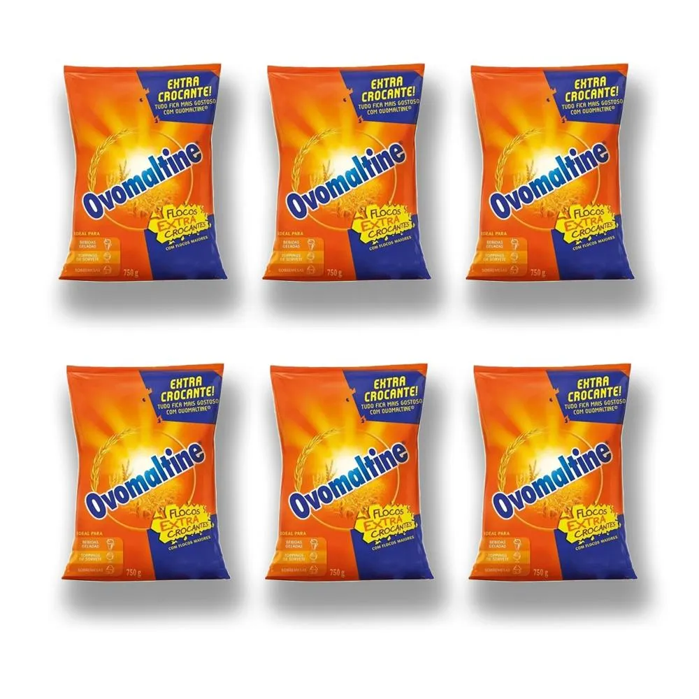 6 Ovomaltine Flocos Extra Crocante 750g Profissional Imagem